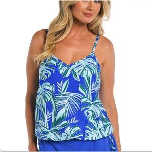 24 & Ocean Women’s standard side tie tankini top size Large. NWT.